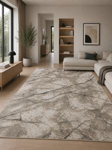 Covor Elma 005-106, Marime 80 x 150 cm, Bej, Gri, Inaltime Fir 6.5 mm, Antialergic, Polipropilena, Living, Dormitor, Sufragerie, Birou 80 x 150