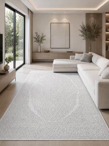 Covor Itea 42015-100, Marime 60 x 110 cm, Alb, Inaltime Fir 10 mm, Antialergic, Polipropilena, Living, Dormitor 60 x 110