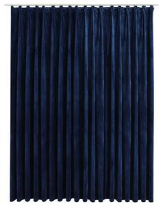 Draperie opacă, albastru închis, 290x245cm, catifea, cu cârlige