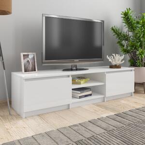 Comodă TV, alb extralucios, 140 x 40 x 35,5 cm, PAL