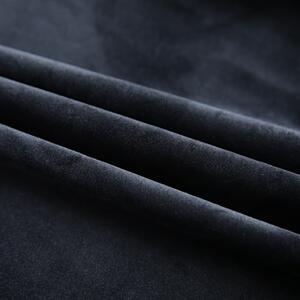 Draperii opace cu cârlige, 2 buc., negru, 140x175 cm, catifea