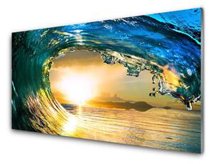 Panou sticla bucatarie Wave Sea Sunset Natura Albastru Galben