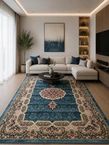 Covor Queen 12165, Marime 80 X 150 cm, Turcoaz, Inaltime Fir 7.5 mm, Antialergic, Polipropilena, Living, Dormitor, Sufragerie, Birou 80 x 150