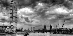 Tablou Londra inedită și râul Tamisa alb-negru