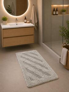 Covoraș de Baie Antiderapant Softa Stripe, 45 75 cm, Bumbac, Dungi în Relief, Ivory 45 x 75