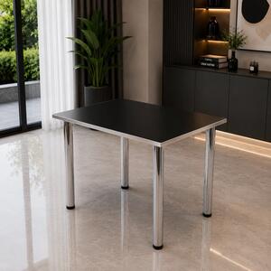 Masa de bucatarie DENVER, blat pal negru, cant abs alb, picioare crom, 90X64X73 cm