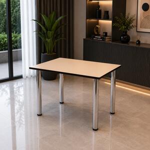 Masa de bucatarie DENVER, blat pal macchiato, cant abs maro, picioare crom, 90X64X73 cm