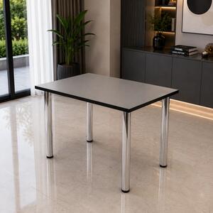 Masa de bucatarie DENVER, blat pal gri ardezie, cant abs negru, picioare crom, 90X64X73 cm