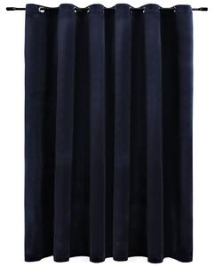 Draperie opacă cu inele metalice, negru, 290 x 245 cm, catifea