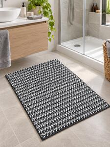 Covoraș de Baie Antiderapant Melody, Gri, Negru și Alb, Mărime 55 80 cm, Microfibră de Poliester, Grosime Totală 10 mm 55 x 80