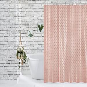 Perdea de Duș Jacquard Model Romburi, Roz Pudrat, Mărime 180 180 cm, Poliester și Polipropilenă, 12 Inele Incluse 180 x 180