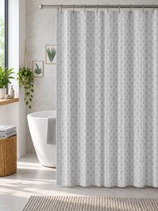 Perdea de Duș Jacquard Model Romburi, Gri, Mărime 180 180 cm, Poliester și Polipropilenă, 12 Inele Incluse 180 x 180