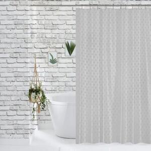 Perdea de Duș Jacquard Model Romburi, Gri, Mărime 180 180 cm, Poliester și Polipropilenă, 12 Inele Incluse 180 x 180