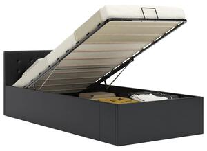 Cadru pat hidraulic, depozitare, negru, 100 x 200 cm, piele eco