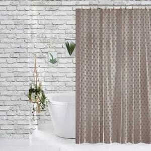 Perdea de Duș Jacquard Model Romburi, Cappuccino, Mărime 180 180 cm, Poliester și Polipropilenă, 12 Inele Incluse 180 x 180