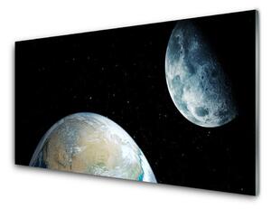 Panou sticla bucatarie Luna Pământ spațiu Universul Negru Albastru Gri