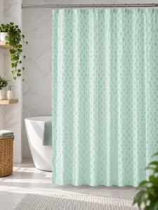 Perdea de Duș Jacquard Model Romburi, Verde Salvie, Mărime 180 180 cm, Poliester și Polipropilenă, 12 Inele Incluse 180 x 180