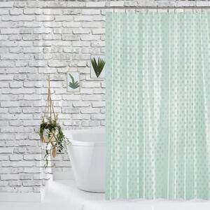 Perdea de Duș Jacquard Model Romburi, Verde Salvie, Mărime 180 180 cm, Poliester și Polipropilenă, 12 Inele Incluse 180 x 180