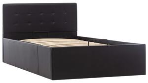 Cadru pat hidraulic cu ladă negru 90 x 200 cm piele ecologică