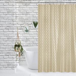Perdea de Duș Jacquard Model Romburi, Bej, Mărime 180 180 cm, Poliester și Polipropilenă, 12 Inele Incluse 180 x 180