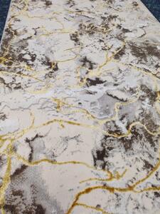 Covor Elsa 12287, Marime 150 x 230 cm, Crem si Auriu Inaltime Fir 7 mm, Antialergic, Polipropilena, Living, Dormitor 150 x 230