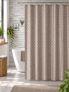 Perdea de Duș Jacquard Model Romburi, Cappuccino, Mărime 180 180 cm, Poliester și Polipropilenă, 12 Inele Incluse 180 x 180
