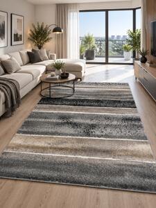 Covor Cappuccino 16022-91 Marime 160 x 230 cm, Gri, Inaltime Fir 7 mm, Antialergic, Polipropilena, Living, Dormitor, Sufragerie, Birou 160 x 230