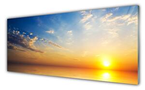 Tablou pe sticla Sunrise Sea Nori Peisaj Albastru Portocaliu