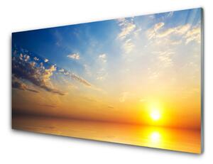Panou sticla bucatarie Sunrise Sea Nori Peisaj Albastru Portocaliu