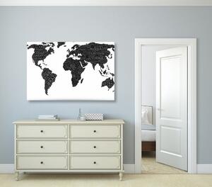 Tablou harta lumii alb-negru
