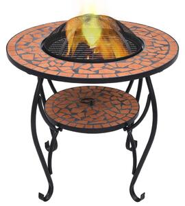 Masă cu vatră de foc, mozaic, cărămiziu, 68 cm, ceramică