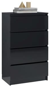Servantă, negru extralucios, 60x35x98,5 cm, lemn compozit