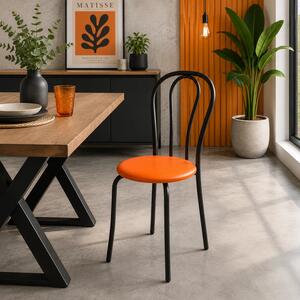 LICHIDARE - Scaun Tulipan, DENVER, piele ecologica portocalie, cadru metalic negru, 40x40x89 cm