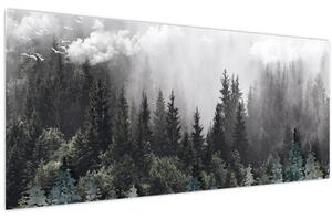 Tablou - Pădure cu elemente ilustrate (120x50 cm)
