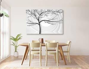 Tablou copac modern pe fundal abstract alb-negru