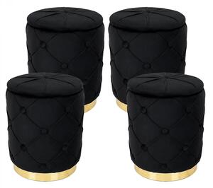 Set 4 Taburete Granada, DENVER, catifea neagra, 34x44 cm