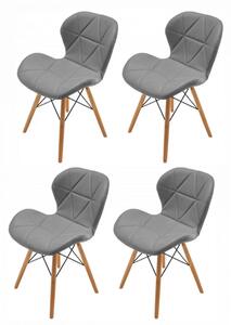 Set 4 scaune Oslo, DENVER, piele ecologica gri, picioare lemn, 48x39x74 cm