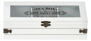 Cutie pentru ceai Home din lemn alb 9x24 cm