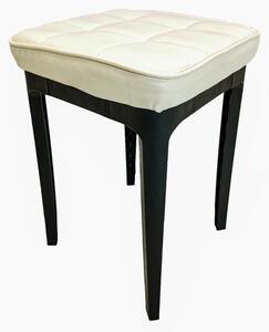 Taburet Kiev, piele ecologica alba, cadru plastic, 31x31x47 cm
