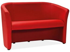 Canapea TM-3, rosu, piele ecologica, 160x60x76 cm