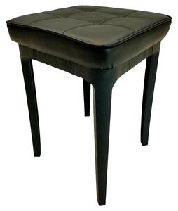 Taburet Kiev, piele ecologica neagra, cadru plastic, 31x31x47 cm