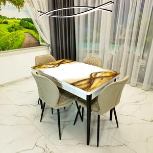 Set masa extensibila Rio cu 4 scaune Goteborg bej, DENVER, model Golden Flow, picioare negre