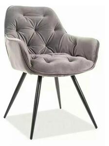 Scaun tapitat modern CHERRY, gri/negru, stofa catifelata/metal, 58x57x