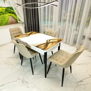 Set masa extensibila Rio cu 4 scaune Osaka bej, DENVER, model Golden Flow, picioare negre