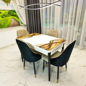 Set masa extensibila Rio cu 4 scaune Modena bej, DENVER, model Golden Flow, picioare negre