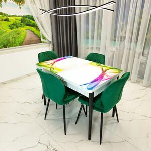 Set masa extensibila Rio cu 4 scaune Goteborg verde, DENVER, model Aurora, picioare negre