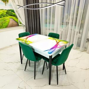Set masa extensibila Rio cu 4 scaune Kobe verde, DENVER, model Aurora, picioare negre