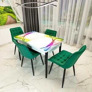 Set masa extensibila Rio cu 4 scaune Osaka verde, DENVER, model Aurora, picioare negre