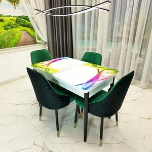 Set masa extensibila Rio cu 4 scaune Modena verde, DENVER, model Aurora, picioare negre