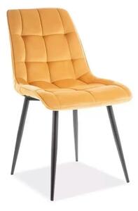 Scaun CHIC, galben curry/negru stofa catifelata/metal, 50x58x88 cm